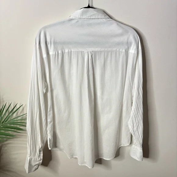 VERONICA BEARD Gil White Cotton Button Up Long Sleeve Shirt - Picture 7 of 7